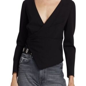 Rag & Bone Black Irina Wrap Top Jacket Size Small Minimalist